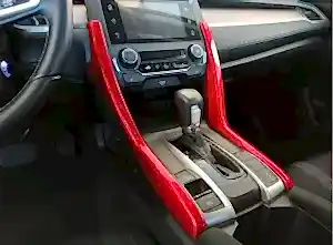Honda Civic Uyumlu Fc5 2016-2020 Vites Konsol Çıta Kaplama- Kırmızı
