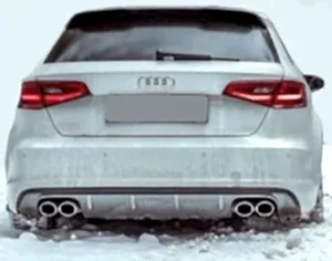 Audi A3 Uyumlu 8V Hatchback 2012 - 2016 S3 Arka Tampon Eki - Difüzör (Plastik)