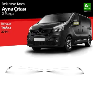 Renault Traffic Uyumlu Krom Ayna Çıtası 2 Parça. 2014 Üzeri