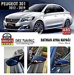 Peugeot 301 Uyumlu (2012-2021) Batman Yarasa Ayna Kapağı (Piano Black)