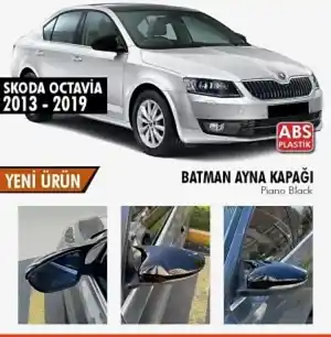 Skoda Octavia Uyumlu (2013-2019) Batman Yarasa Ayna Kapağı (Parlak Siyah)