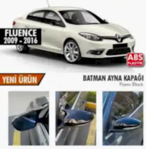 Renault Fluence Uyumlu (2009-2016) Batman Yarasa Ayna Kapağı (Piano Black)