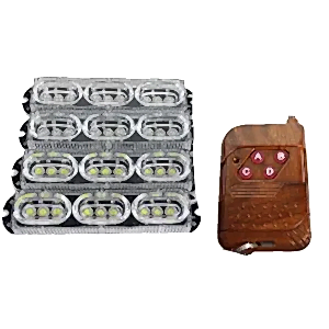 Çakar Lamba Uzaktan Kumandalı 4'Lü 9X4 Led Beyaz-Beyaz/Kırmızı-Mavi / Lapa519