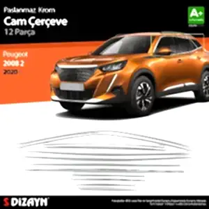 Peugeot 2008 Uyumlu 2 Krom Cam Çerçevesi 12 Parça 2020 Üzeri