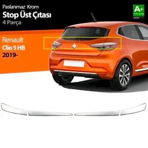 Renault Clio Uyumlu 5 Krom Stop Üst Çıtası 4 Parça. 2019 Ve Üzeri