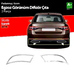 Skoda Superb Uyumlu Krom Egzoz Çıkışı 2 Parça 2020 Ve Üzeri