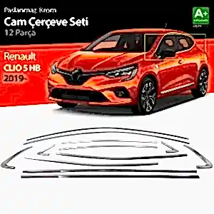 Renault Clio Uyumlu 5 Krom Cam Çerçevesi 12 Parça. 2019 Ve Üzeri