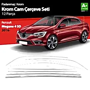 Renault Megane Uyumlu 4 Sedan Krom Cam Çerçevesi 12 Parça. 2016 Üzeri