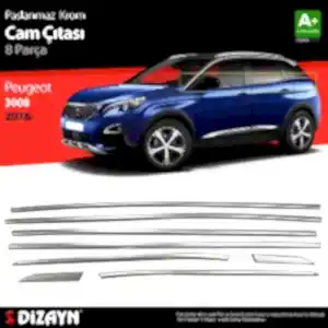 Peugeot 3008 Uyumlu Krom Cam Çıtası 8 Parça. 2016 Üzeri