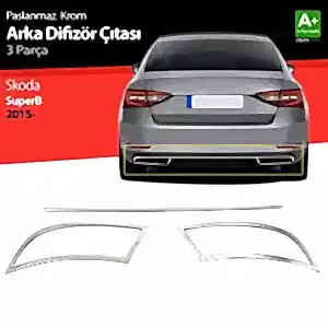 Skoda Superb Uyumlu Krom Egzoz Çıkışı 3 Parça Set 2015-2019