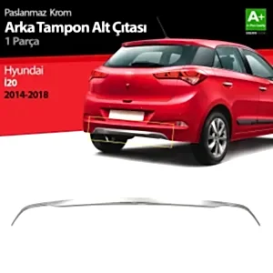 Hyundai İ20 Uyumlu Krom Arka Tampon Alt Çıtası 1 Parça. 2014-2018