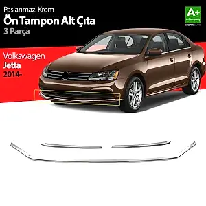 Volkswagen Jetta Uyumlu Krom Ön Tampon Çıta 3 Parça. 2014 Üzeri