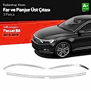 Volkswagen Passat Uyumlu B8 Krom Far Üzeri Çıta Seti 3 Parça 2015 Üzeri