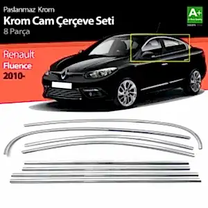 Renault Fluence Uyumlu Krom Cam Çerçeve Seti 8 Parça 2010 Üzeri