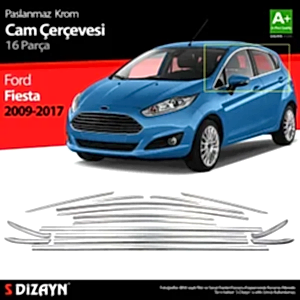 Ford Fiesta Uyumlu Krom Cam Çerçevesi 16 Parça 2009-2017