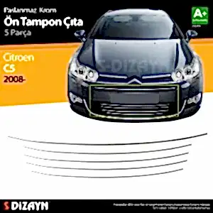 Citroen C5 Uyumlu Krom Ön Tampon Çıtası 5 Parça 2008 Üzeri