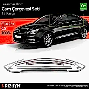 Citroen C5 Uyumlu Krom Cam Çerçeve Seti 12 Parça 2008 Üzeri (Bütün-Formlu)