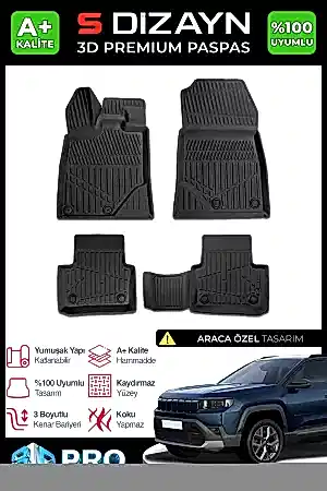 S-Dizayn Jeep Compass 3D Pro Havuzlu Paspas 2026 Üzeri A+ Kalite