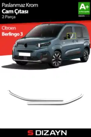 S-Dizayn Citroen Berlingo 3 Krom Cam Çıtası 2 Prç 2019 Üzeri A+ Kalite