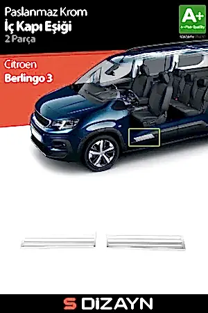 S-Dizayn Citroen Berlingo 3 Krom İç Kapı Eşiği 2 Prç 2019 Üzeri A+ Kalite