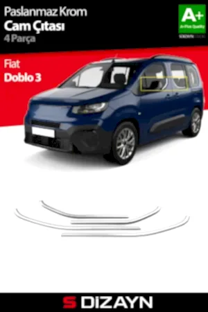 S-Dizayn Fiat Doblo 3 Krom Cam Çıtası 4 Prç 2022 Üzeri A+ Kalite