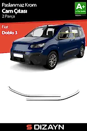 S-Dizayn Fiat Doblo 3 Krom Cam Çıtası 2 Prç 2022 Üzeri A+ Kalite