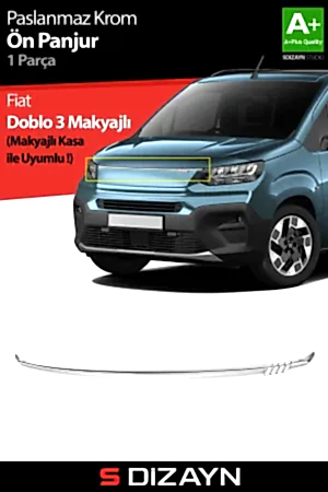 S-Dizayn Fiat Doblo 3 Krom Ön Panjur 2023 Üzeri A+ Kalite