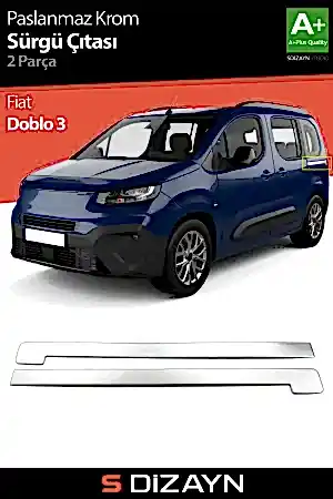 S-Dizayn Fiat Doblo 3 Krom Sürgülü Kapı Çıtası 2 Prç 2022 Üzeri A+ Kalite