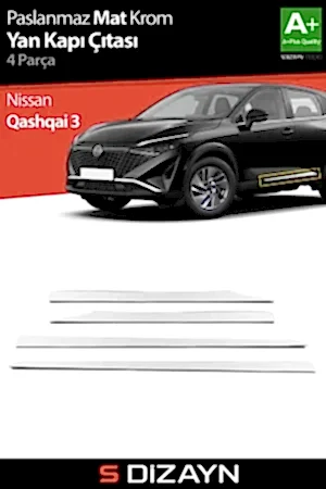 S-Dizayn Nissan Qashqai Krom Yan Kapı Çıtası 4 Prç 2021 Üzeri (Mat Krom)