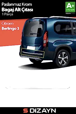 S-Dizayn Opel Combo E Krom Bagaj Alt Çıtası 2019 Üzeri A+ Kalite