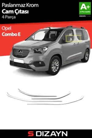 S-Dizayn Opel Combo E Krom Cam Çıtası 4 Prç 2019 Üzeri A+ Kalite