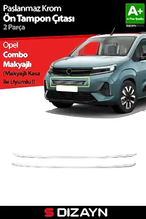 S-Dizayn Opel Combo Makyajlı Krom Ön Tampon Çıtası 2 Prç 2023 Üzeri A+ Kalite
