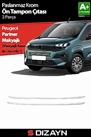 S-Dizayn Peugeot Rifter Makyajlı Krom Ön Tampon Çıtası 2 Prç 2024 Üzeri A+ Kalite