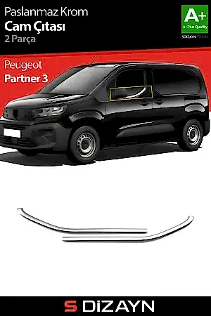 S-Dizayn Peugeot Partner 3 Krom Cam Çıtası 2 Prç 2019 Üzeri A+ Kalite