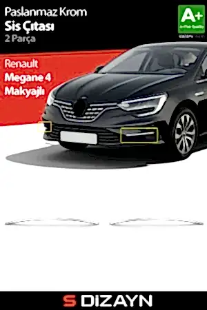 S-Dizayn Renault Megane 4 Makyajlı Krom Sis Çıtası 2 Prç 2020 Üzeri A+ Kalite