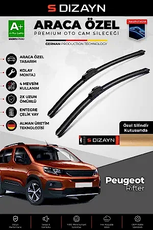 S-Dizayn Peugeot Rifter Ön Cam Silecek Seti 2019 Üzeri Premium Araca Özel 65-43 Cm  A+ Kalite