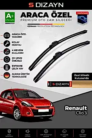 S-Dizayn Renault Clio 3 Hb Ön Cam Silecek Seti 2005-2012 Premium Araca Özel 60-40 Cm  A+ Kalite