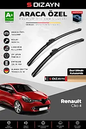S-Dizayn Renault Clio 4 Hb Ön Cam Silecek Seti 2012-2019 Premium Araca Özel 65-35 Cm  A+ Kalite