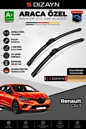 S-Dizayn Renault Clio 5 Hb Ön Cam Silecek Seti 2019-2025 Premium Araca Özel 70-30 Cm  A+ Kalite