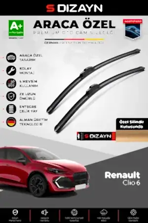 S-Dizayn Renault Clio 6 Hb Ön Cam Silecek Seti 2025 Üzeri Premium Araca Özel 70-30 Cm  A+ Kalite