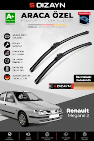 S-Dizayn Renault Megane 1 Ön Cam Silecek Seti 1996-2002 Premium Araca Özel 55-50 Cm  A+ Kalite