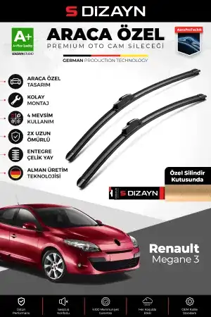 S-Dizayn Renault Megane 3 Ön Cam Silecek Seti 2009-2016 Premium Araca Özel 60-40 Cm  A+ Kalite
