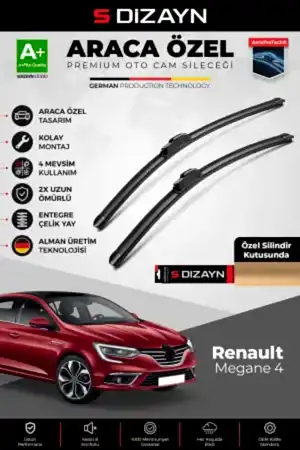 S-Dizayn Renault Megane 4 Ön Cam Silecek Seti 2016 Üzeri Premium Araca Özel 60-45 Cm  A+ Kalite