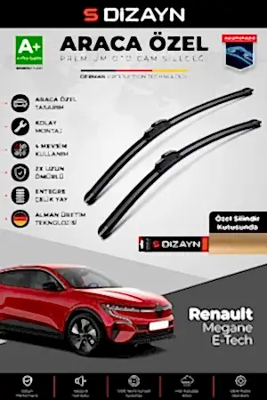 S-Dizayn Renault Megane E-Tech Ön Cam Silecek Seti 2021 Üzeri Premium Araca Özel 65-40 Cm  A+ Kalite