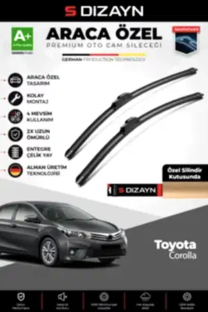 S-Dizayn Toyota Corolla Ön Cam Silecek Seti 2012-2018 Premium Araca Özel 65-35 Cm  A+ Kalite