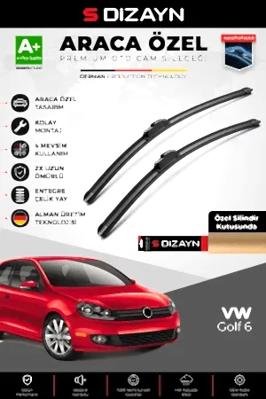 S-Dizayn Vw Golf 6 Ön Cam Silecek Seti 2008-2012 Premium Araca Özel 60-48 Cm  A+ Kalite