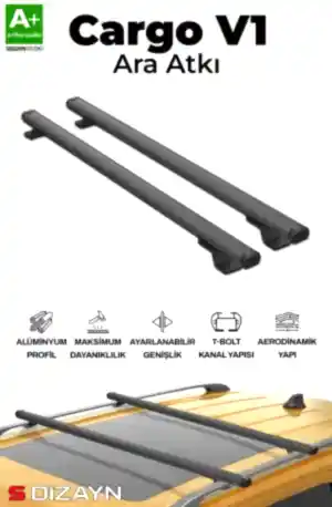 S-Dizayn Honda Civic Sw S-Bar Cargo V1 Ara Atkı Tavan Taşıyıcı Barı Siyah 110 Cm 1995-2001 A+ Kalite