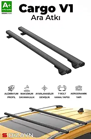 S-Dizayn Bmw 3 Serisi E36 Touring S-Bar Cargo V1 Ara Atkı Tavan Taşıyıcı Barı Siyah 120 Cm 1990-1999 A+ Kalite