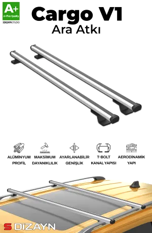 S-Dizayn Dacia Logan Mcv S-Bar Cargo V1 Ara Atkı Tavan Taşıyıcı Barı Gri 120 Cm 2006-2012 A+ Kalite