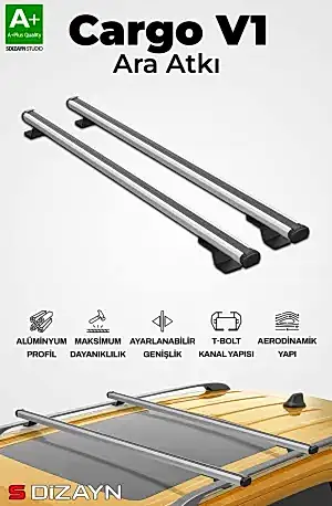 S-Dizayn Mazda 5 Mpv S-Bar Cargo V1 Ara Atkı Tavan Taşıyıcı Barı Gri 120 Cm 2005-2010 A+ Kalite